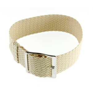 Perlon Durchzugs-Uhrenarmband Modell Robby-Fashion beige-creme 20 mm