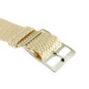 Perlon Durchzugs-Uhrenarmband Modell Robby-Fashion beige-creme 20 mm