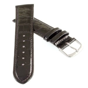 Feines Alligator Leder Uhrenarmband Modell Genf-71S NL dunkel-braun 16 mm
