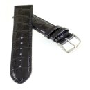 Feines Alligator Leder Uhrenarmband Modell Genf-71S NL dunkel-blau 18 mm