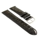 Feines Alligator Leder Uhrenarmband Modell Genf-71S XL-extralang schwarz 18 mm