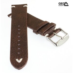 Vintage Antik-Rindleder Uhrenarmband Modell Delta tabak-braun 18 mm