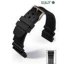 Eulit Silikon Diver Uhrenarmband schwarz 18 mm mit...