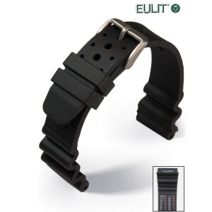 Eulit Silikon Diver Uhrenarmband schwarz 20 mm mit Tauchtabelle