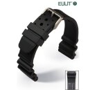 Eulit Silikon Diver Uhrenarmband schwarz 22 mm mit Tauchtabelle