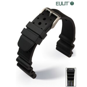 Eulit Silikon Diver Uhrenarmband schwarz 24 mm mit Tauchtabelle