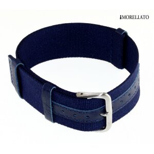 Morellato Nato Durchzugs-Uhrenarmband Modell Pilot-Nastro blau 22 mm