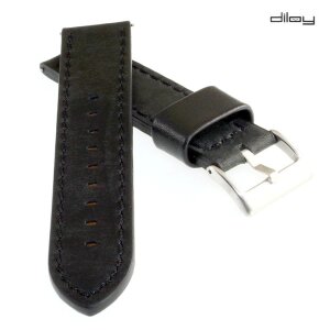 Diloy Premium Vintage Uhrenarmband Modell Lincoln Easy-Klick schwarz 22 mm