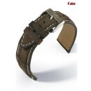 Eulux echt Kaiman-Leder Uhrenarmband Modell Kaiman-Nubuk braun 22 mm, Handarbeit