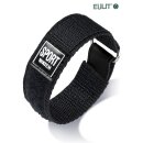 Eulit Nylon Klett Sport Uhrenarmband Modell Sport-Watch schwarz 20 mm