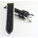 Hybrid Silikon-Leder Uhrenarmband Modell Hyper-Kroko schwarz-weiß 22 mm