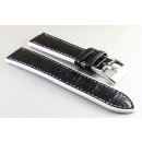 Hybrid Silikon-Leder Uhrenarmband Modell Hyper-Kroko schwarz-weiß 22 mm