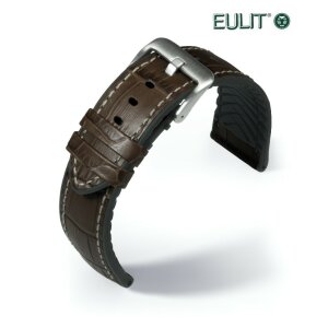Eulit Hybrid Silikon-Leder Uhrenarmband Modell Eutec-Belize mocca 20 mm