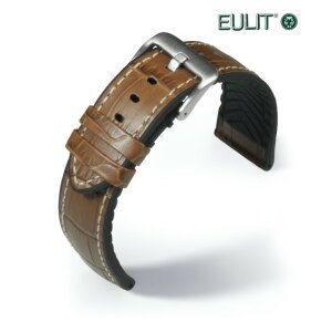 Eulit Hybrid Silikon-Leder Uhrenarmband Modell Eutec-Belize cognac 20 mm