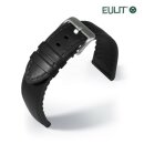 Eulit Hybrid Silikon-Leder Uhrenarmband Modell Eutec-Waterproof schwarz 20 mm