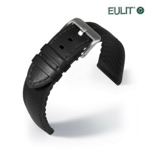 Eulit Hybrid Silikon-Leder Uhrenarmband Modell Eutec-Waterproof schwarz 22 mm