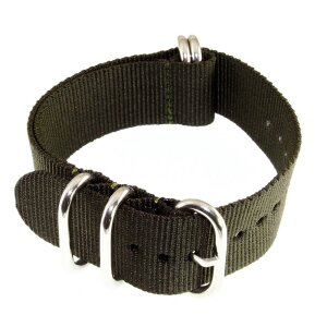 Nato-Nylon Durchzugs-Uhrenarmband Modell Zulu oliv-grün 20 mm - Nato Strap