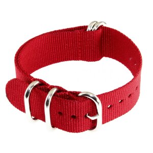 Nato-Nylon Durchzugs-Uhrenarmband Modell Zulu rot 20 mm - Nato Strap