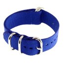 Nato-Nylon Durchzugs-Uhrenarmband Modell Zulu blau 22 mm...