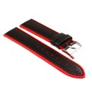 Hybrid Silikon-Carbon Uhrenarmband Modell Hyper-Carbon schwarz-rot 22 mm