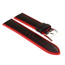 Silikon Carbon-Style Uhrenarmband Modell Hyper-Carbon schwarz-rot 24 mm
