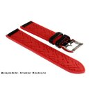 Silikon Carbon-Style Uhrenarmband Modell Hyper-Carbon schwarz-rot 24 mm