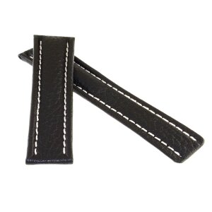 Büffelleder Uhrenarmband schwarz 22/20 mm kompatibel mit Breitling Faltschließe