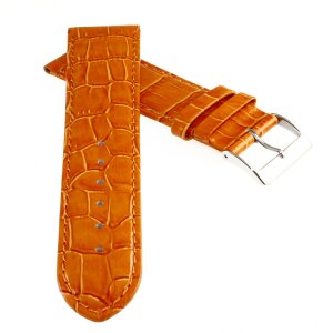 Feines Alligator Leder Uhrenarmband Modell Genf-71S NL aprikose-orange 24 mm