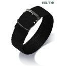 Eulit Perlon Durchzugs-Uhrenarmband Modell Kristall schwarz 12 mm