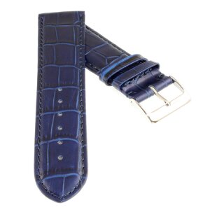 Feines Alligator Leder Uhrenarmband Modell Genf-71S NL navy-blau 22 mm