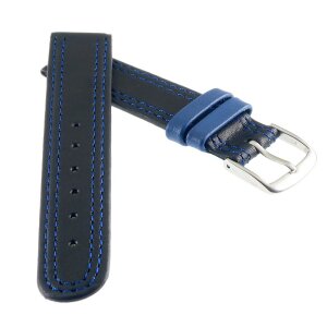 Kalbsleder Kinder-Uhrenarmband Modell Junior schwarz-blau 12 mm